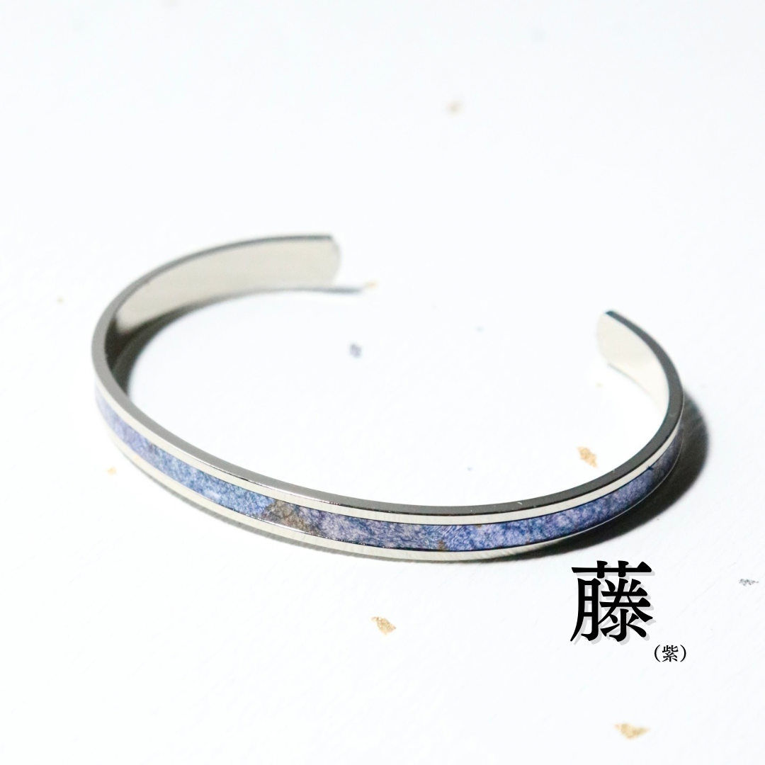 革紋（かもん）京都レザー　シルバーバングル（ニッケル加工）アクセサリー