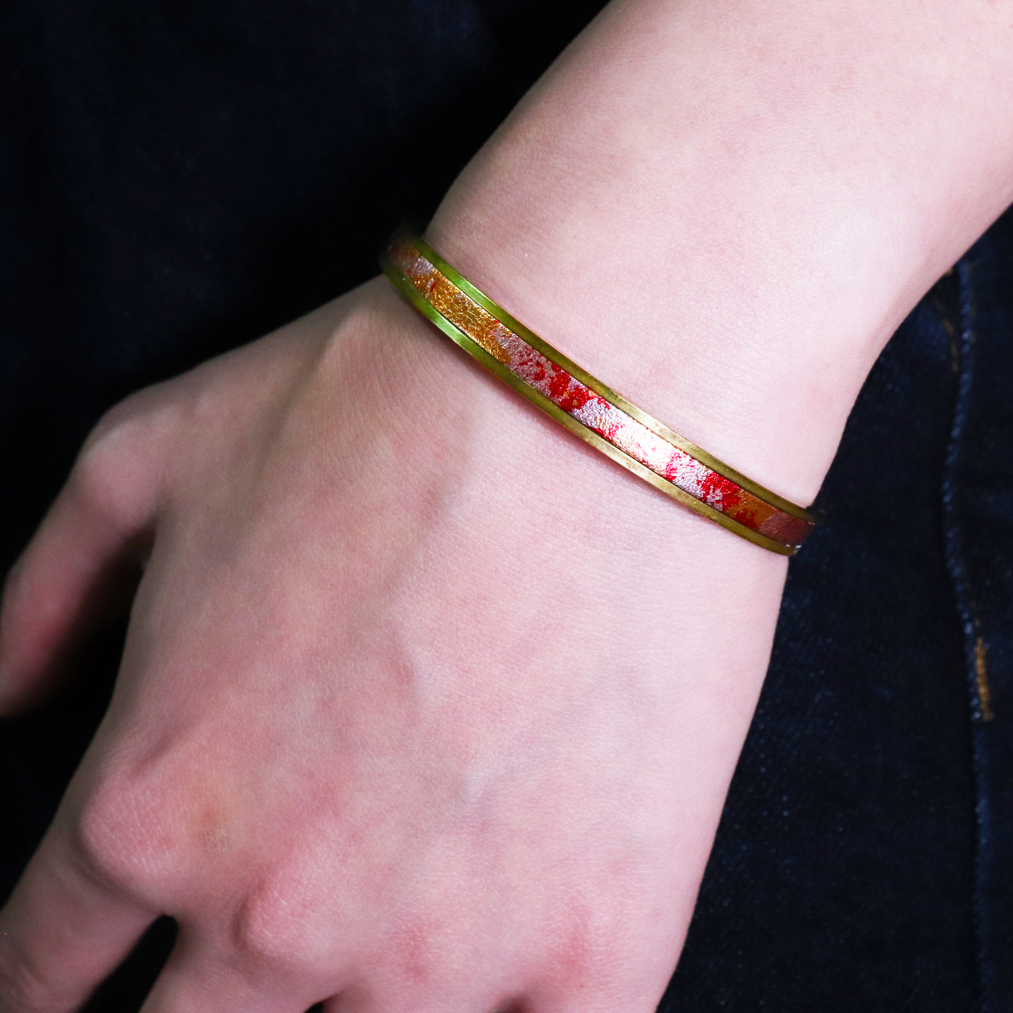 レザーバングル（真鍮）サイズ調整可能