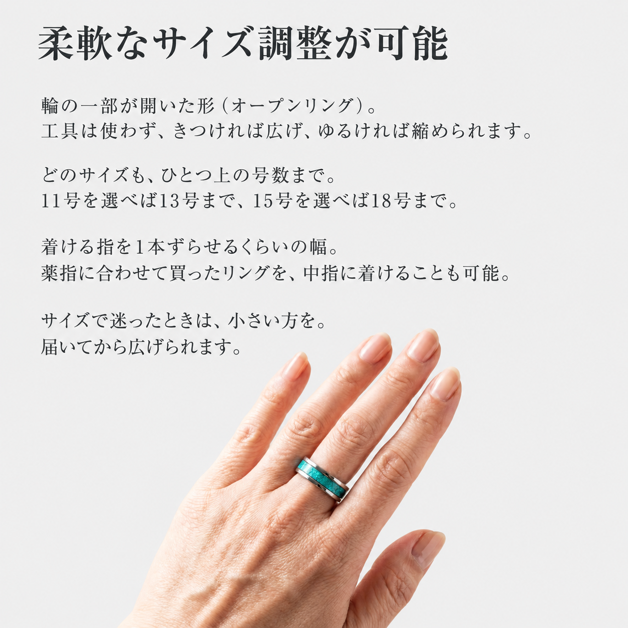 レザーリング （シルバーカラー）11号〜21号 調整可能